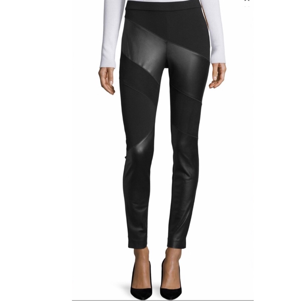 DVF Lyndsi Lambs Leather and suede panel leggings size large